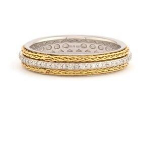 Jude Frances Mixed Metal Woven Rope Ring with Diamonds